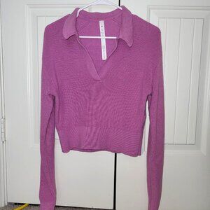 Collared merino wool-blend sweater